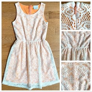 Coveted Orange & White Floral Lace Sundress